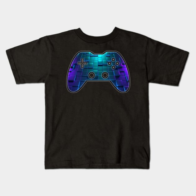 3D Abstract Blocks Pattern - Gaming Gamer Abstract - Gamepad Controller - Video Game Lover - Graphic Background Kids T-Shirt by MaystarUniverse